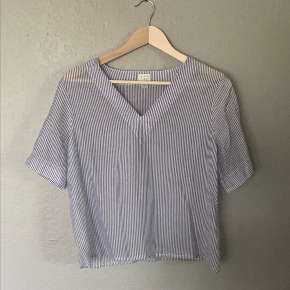 Sheer nautical stripe blouse